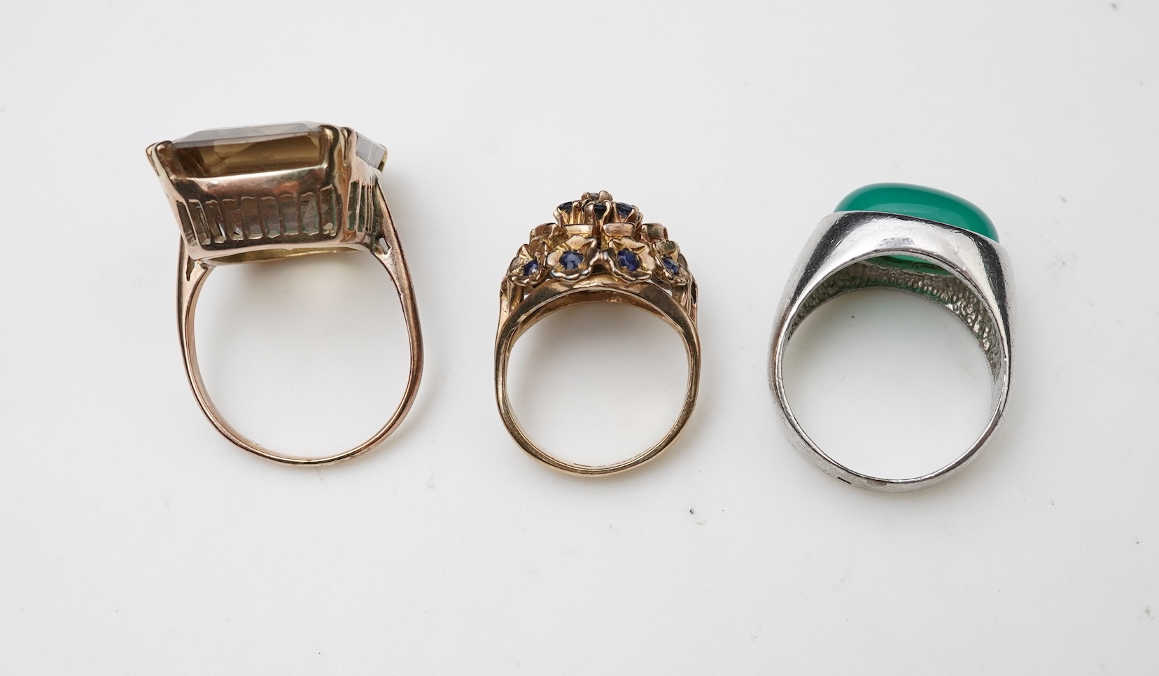 Three gem-set dress rings